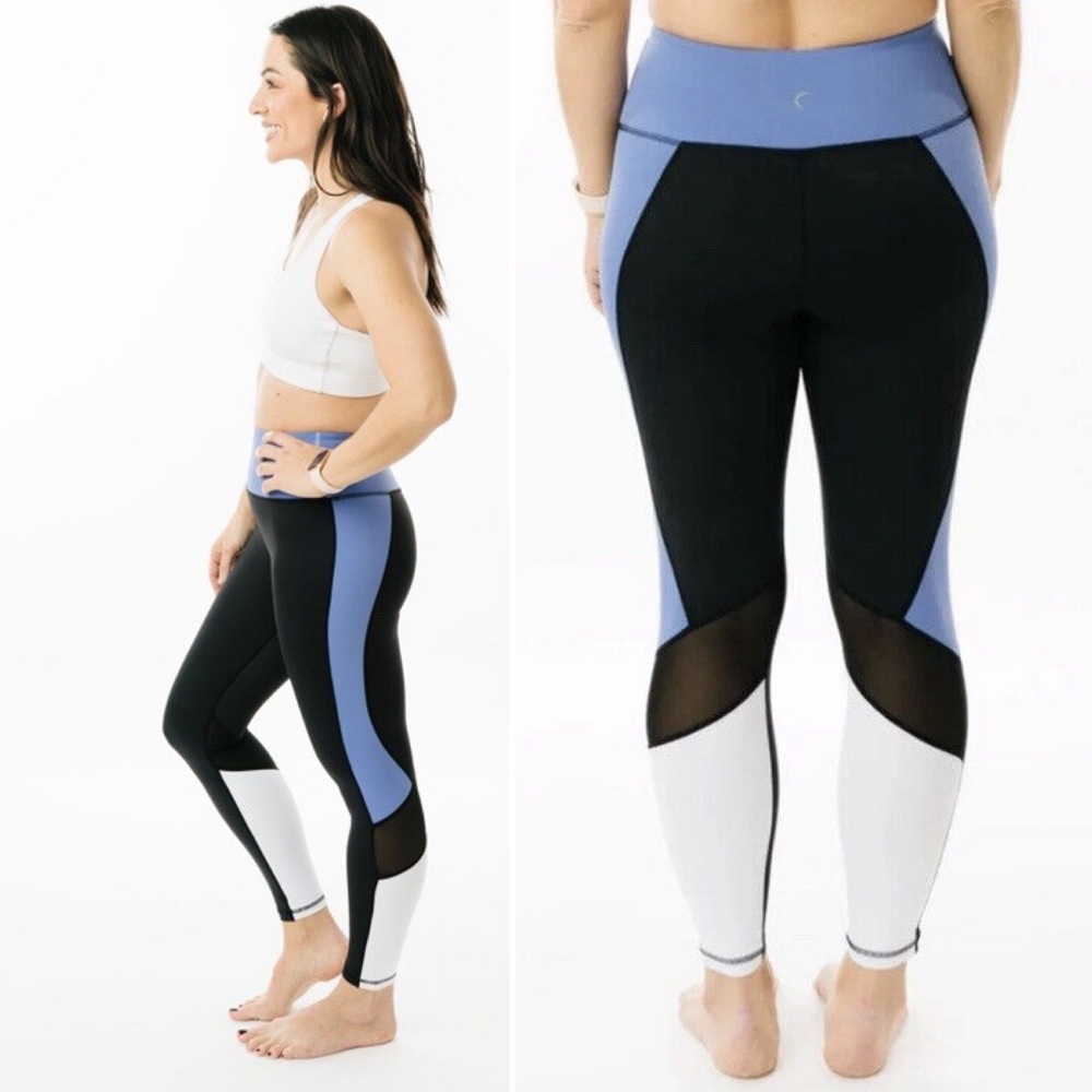 ZYIA Active Light n Tight Hi-Rise Mesh Block Multi 7/8 Legging Colorblock Size 2